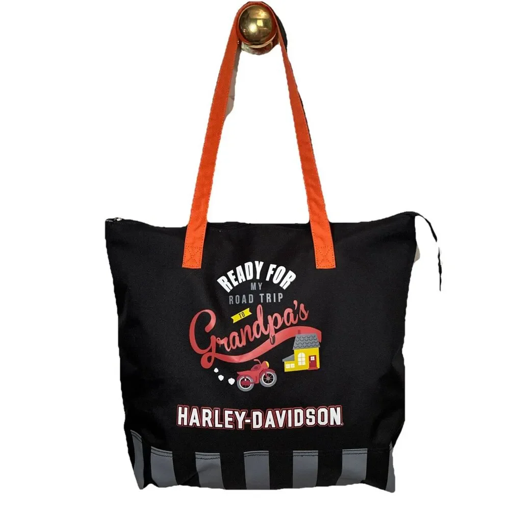 Harley-Davidson Tote Bag Orange “Ready For Road Trip To Grandpa’s” Padded